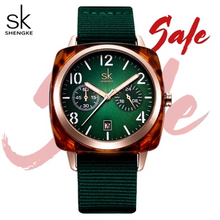 Đồng hồ thể thao nữ Shengke màu xanh lá cây độc đáo