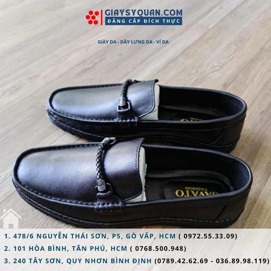 GIÀY LƯỜI NAM DA BÒ MÃ 792 ĐẾ ĐÚC CAO CẤP MÀU ĐEN