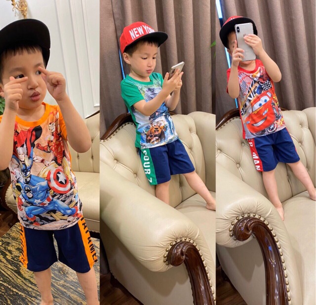 Bộ đùi bé trai, họa tiết in 3D đáng yêu [8-20kg]