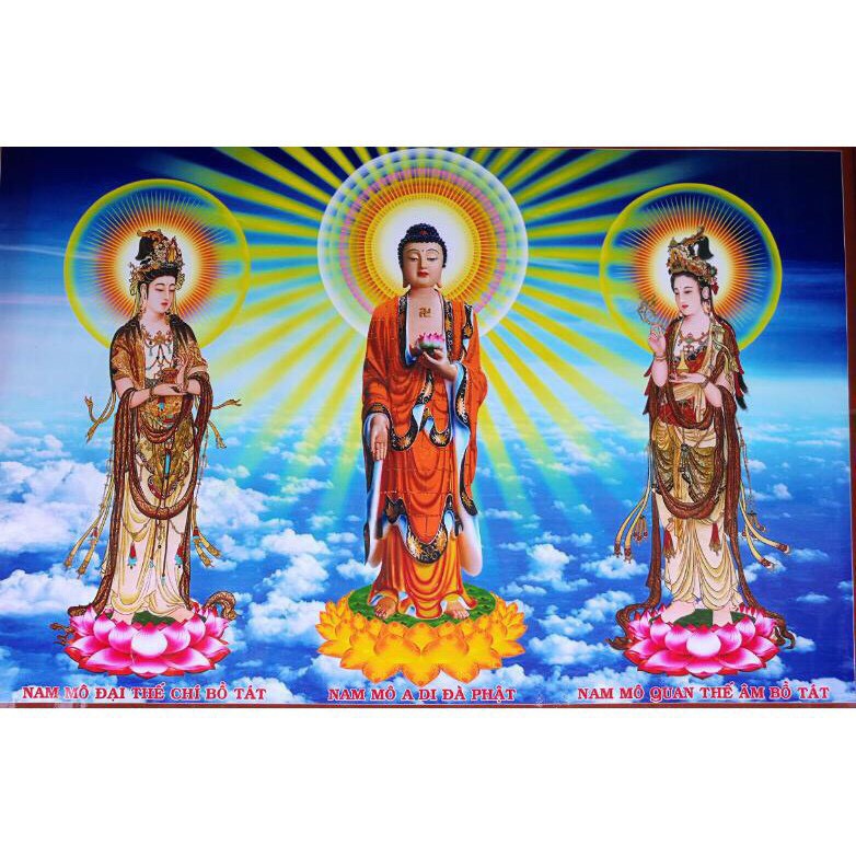 Tranh thêu chữ thập Tam Thế Phật 3D 53565 (79x59) chưa thêu