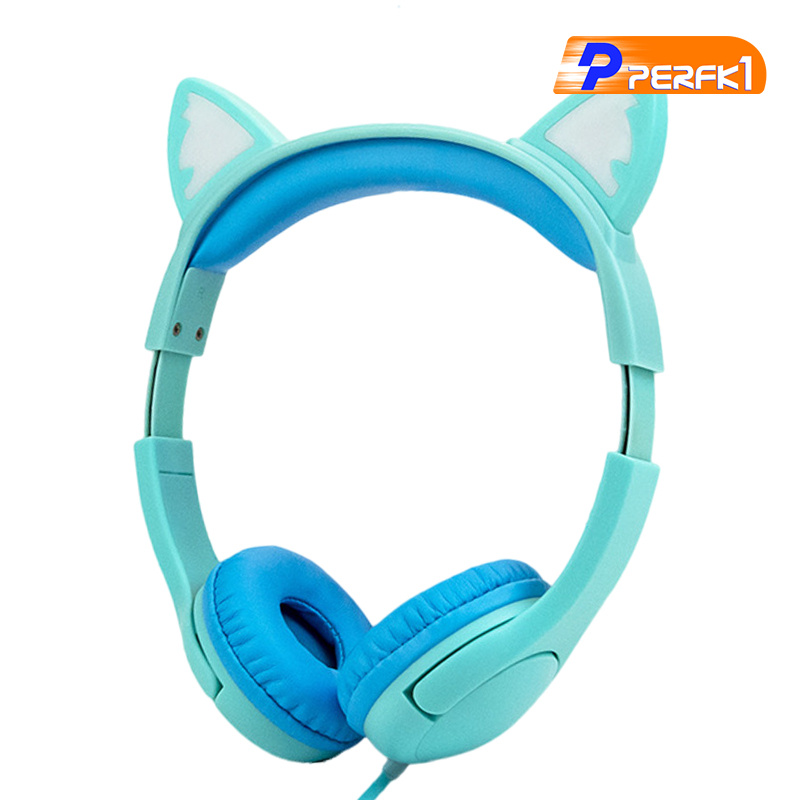 Hot-Cat Ear Kids Headphones with Micophone Safe Wired for School Online Learning