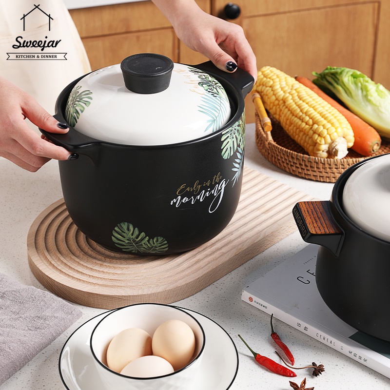 SWEEJAR Nồi gốm  nấu súp chịu nhiệt cao 2.5L/ 3.5L