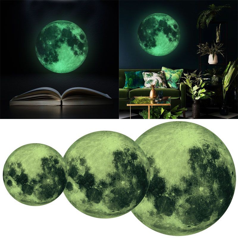 Miếng Dán Tường Hình Mặt Trăng Hiệu Ứng Dạ Quang