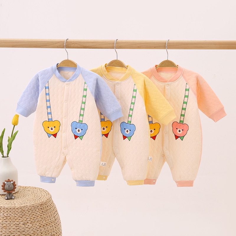 Body dài tay trần bông Áo liền quần cho trẻ sơ sinh 3-12 tháng SLTB10