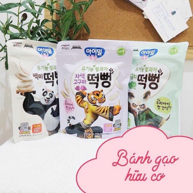 Bánh gạo ăn dặm hữu cơ Ildong cho bé 5m+ túi zip 30gr