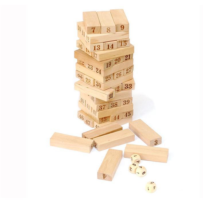 Bộ Đồ Chơi Rút Gỗ 48 Thanh Size Lớn In Số - Màu