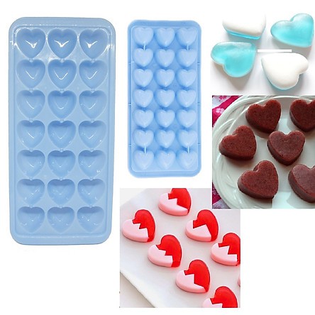 Khuôn nhựa làm thạch trái tim Khay đá hình 21 viên Heart shaped tray ice VT-KD22