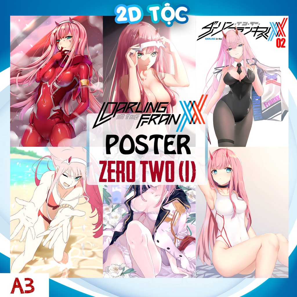 TRANH POSTER A3 ZERO TWO (1) ANIME MANGA DARLING IN THE FRANXX CHẤT LIỆU GIẤY CAO CẤP - 2D TỘC SHOP