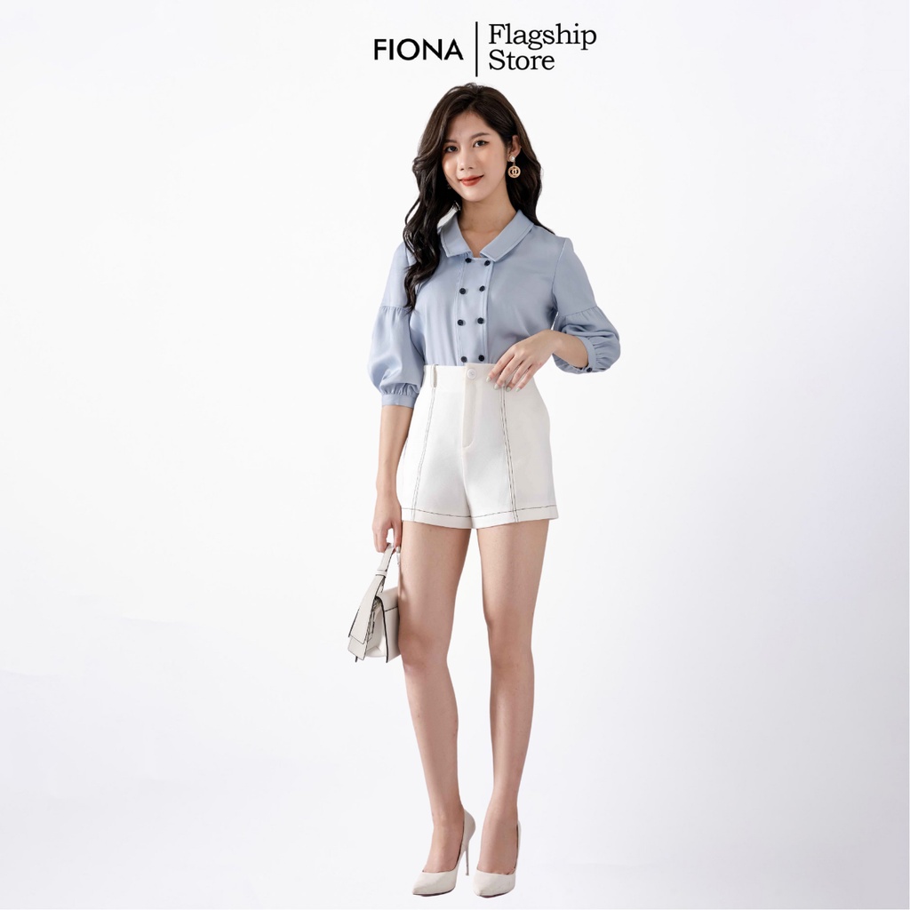 Áo sơ mi dáng suông, tay bồng FIONA, áo sơ mi nữ cổ đức mã F550406