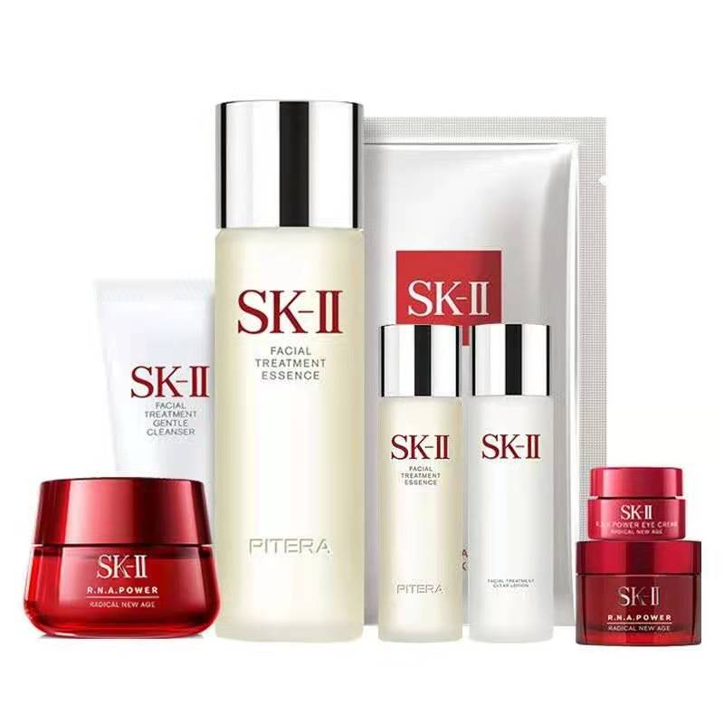 【Gửi 1 thỏi son】Bộ mỹ phẩm SK-II 8 món giúp chăm sóc làm đẹp da phong cách Hàn Quốc thích hợp làm quà tặng