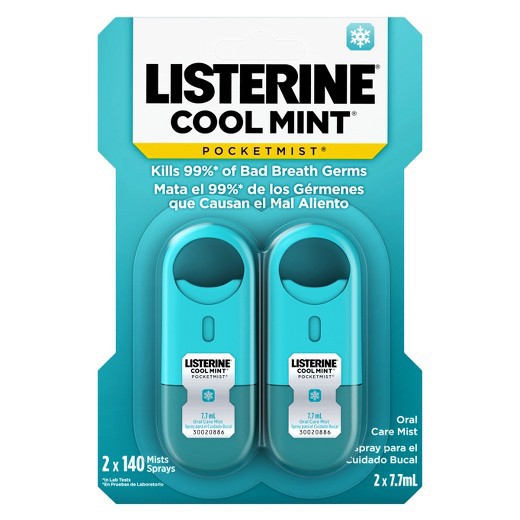 Xịt thơm miệng Listerine Cool Mint Pocketmist ( Vỉ 2 xịt thơm )