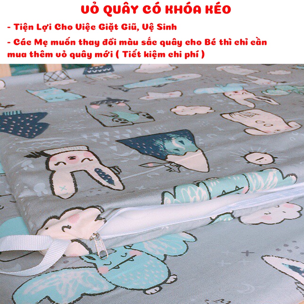 Bộ vỏ quây cũi KIDSSUN cho bé, không bao gồm ruột, chất liệu Cotton mềm mịn nhiều kích thước màu sắc