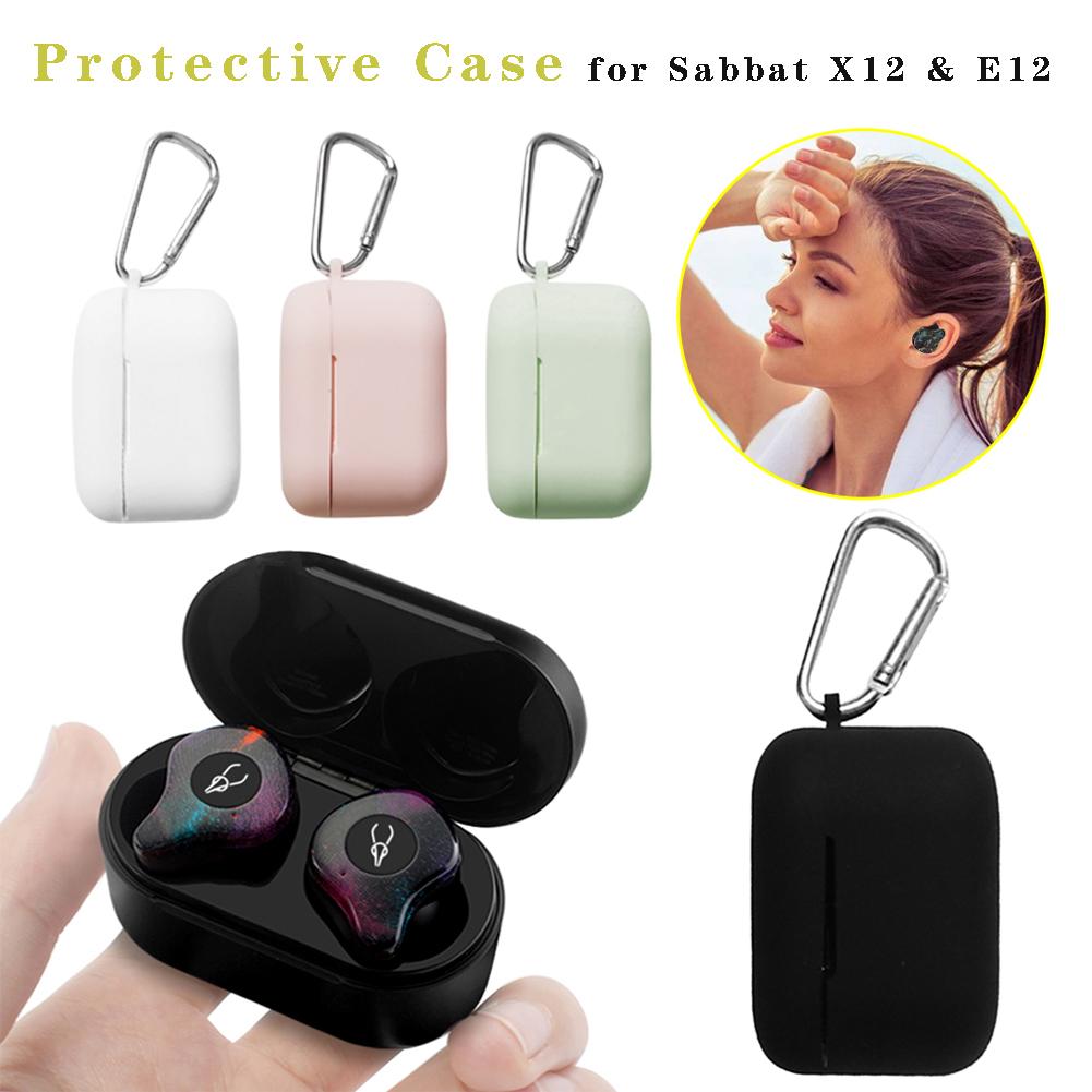 Vỏ bảo vệ hộp sạc tai nghe không dây bluetooth từ silicon có móc khóa chống bụi cho Sabbat E12/ Sabbat X12 pro E1201