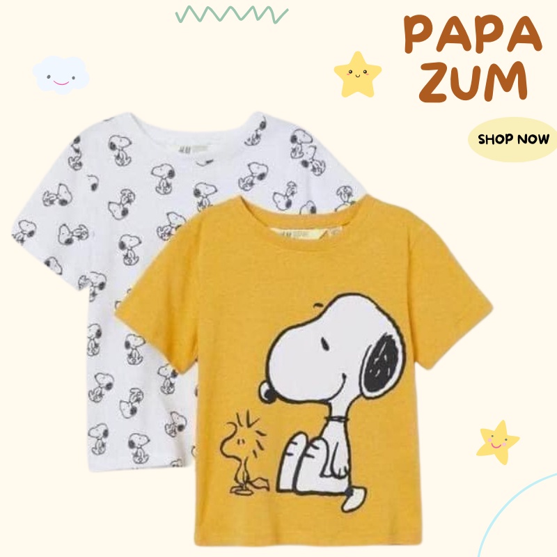 Combo 2 áo phông in hình chó Snopyy cho bé trai gái thời trang trẻ em PAPAZUM SF1860