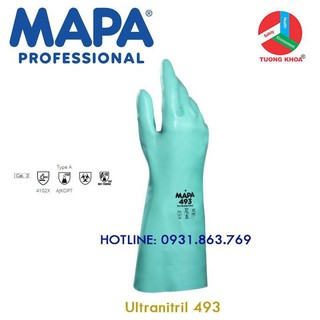 GĂNG TAY CHỐNG HÓA CHẤT DÀI 39CM HÃNG MAPA CODE 493
