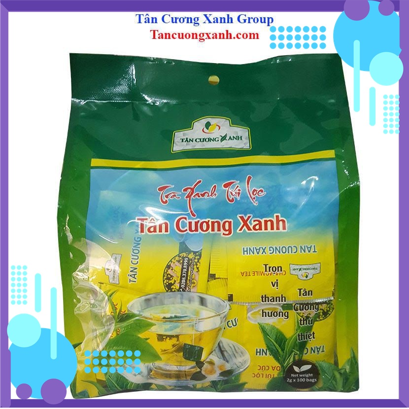 Chính hãng Trà Xanh Túi Lọc 100 gói TÂN CƯƠNG XANH