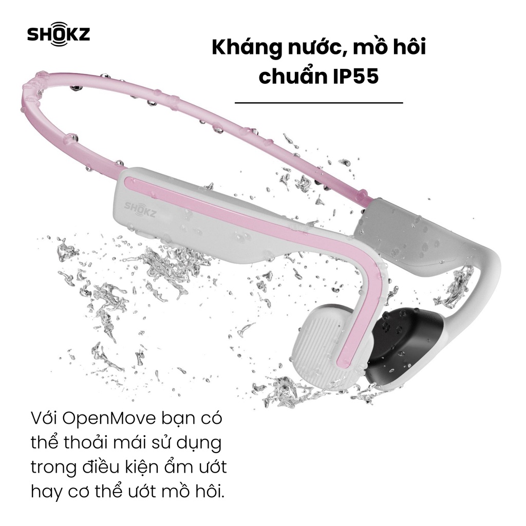 Tai Nghe Bluetooth Thể Thao Truyền Âm Thanh Qua Xương SHOKZ OPENMOVE S661 Màu Hồng - Bảo Hành 2 Năm