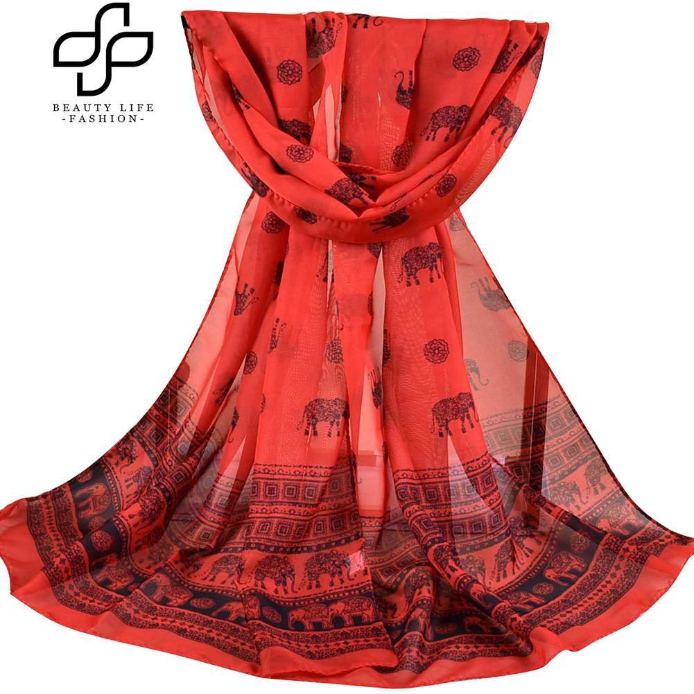 Khăn choàng cổ voan in hoạ tiết voi