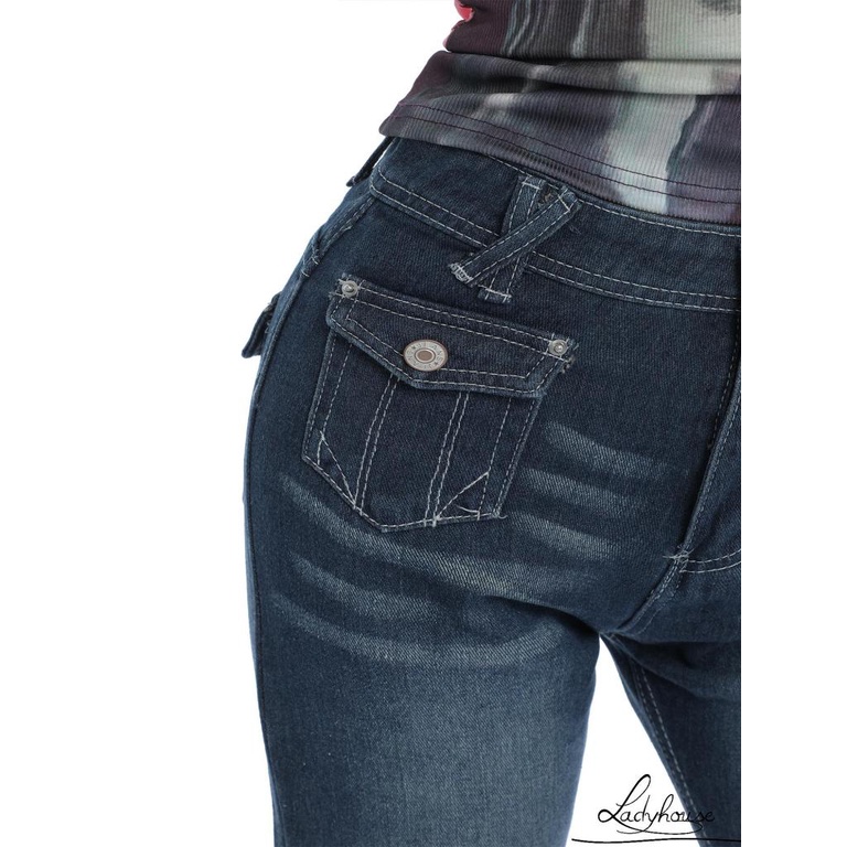Quần Jeans Denim Lưng Cao Ống Rộng Có Túi Phong Cách Hip Hop Cho Nữ