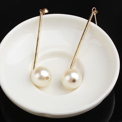 Khuyên tai mạ vàng đính ngọc trai nhân tạo lấp lánh thời trang