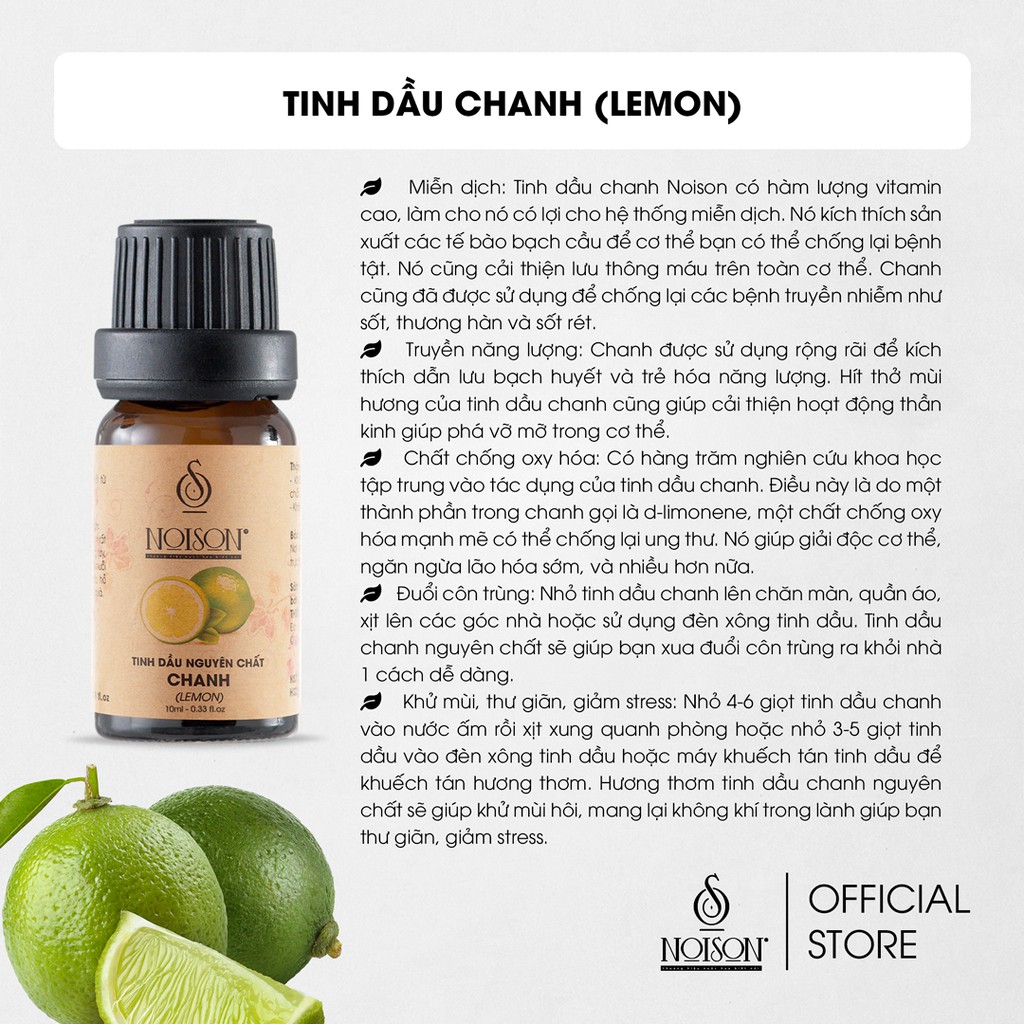Tinh dầu Chanh Noison | Lemon Essential Oil | Nhập khẩu Ấn Độ