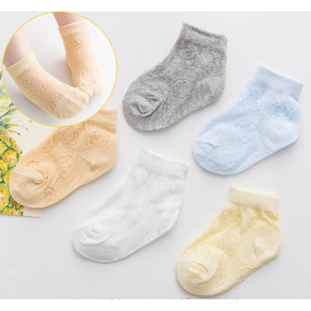 Sét 5 đôi tất lưới nằm điều hoà cho bé, vớ sơ sinh mùa hè, cho bé từ 0 tháng đến 2 tuổi V06
