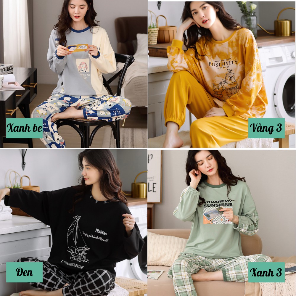 [Hàng loại 1] Bộ mặc nhà nữ cotton cao cấp dài tay (ảnh + Video thật) | BigBuy360 - bigbuy360.vn