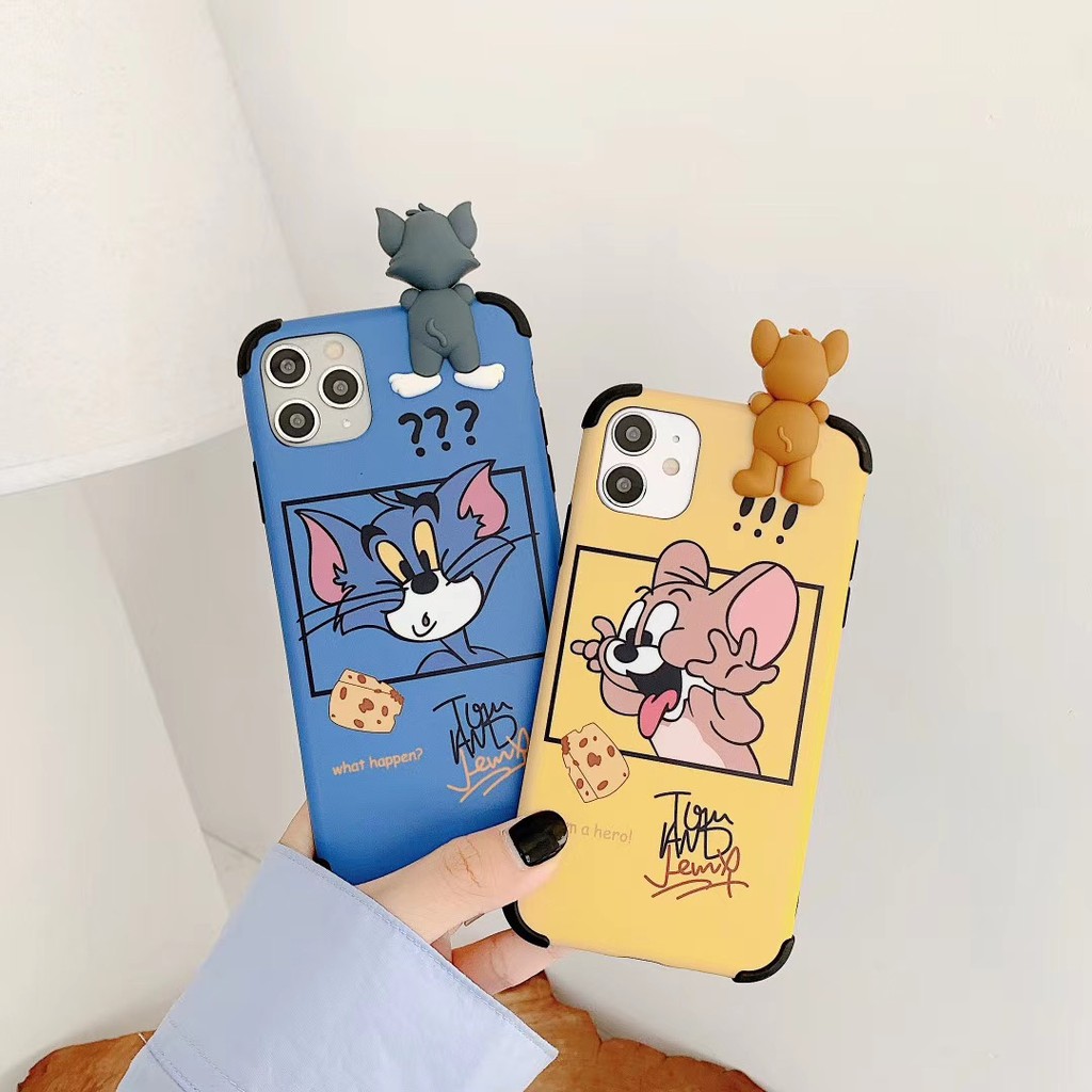 Cute cat and happy mouse 3D relief Case iPhone 6 6s 7 8 plus X XS XR XSmax 11 Pro Promax Soft Phone Case COD | BigBuy360 - bigbuy360.vn