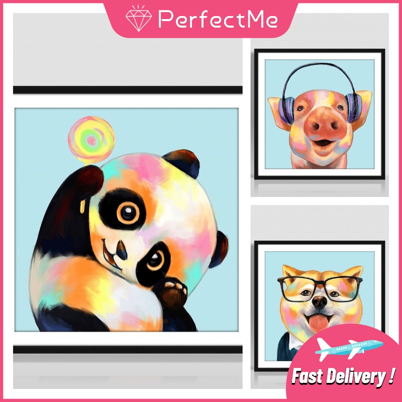 Bộ Tranh Đính Đá Tự Làm 30x30CM Hình Gấu Trúc Đáng Yêu