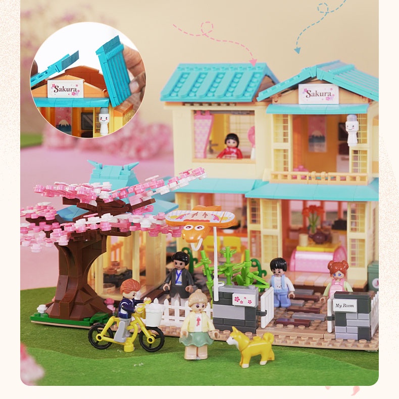 Đồ chơi xếp hình lắp ráp kiểu mô hình B1017 Ngôi nhà kiểu Nhật Bản Sakura Tree Với 1029 mảnh