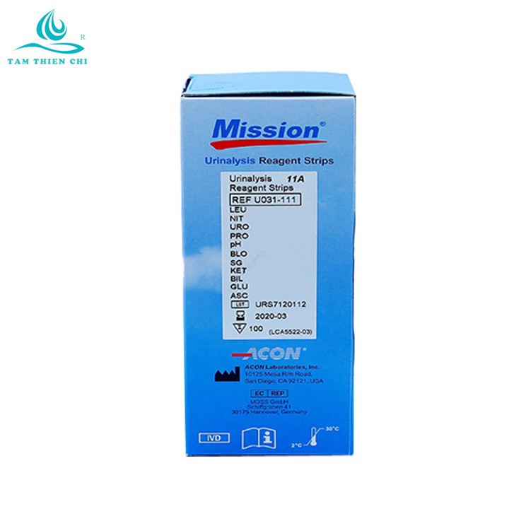 Que thử nước tiểu ACON Mission 11 thông số hộp 100 test