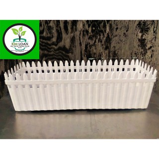 (2 cái) Chậu hàng rào 1 lớp trắng 65x20x21cm
