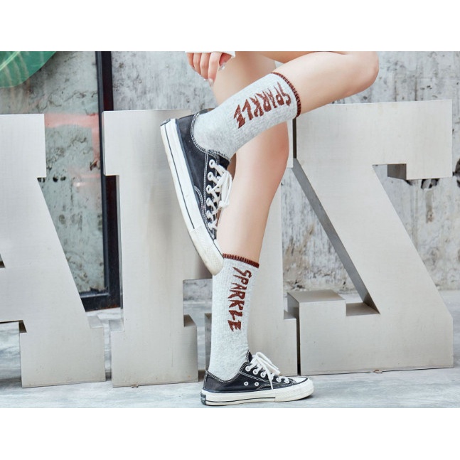 Vớ Tất cao cổ thể thao chữ SPARKLE Nam Nữ phong cách trẻ trung, cá tính, năng động.