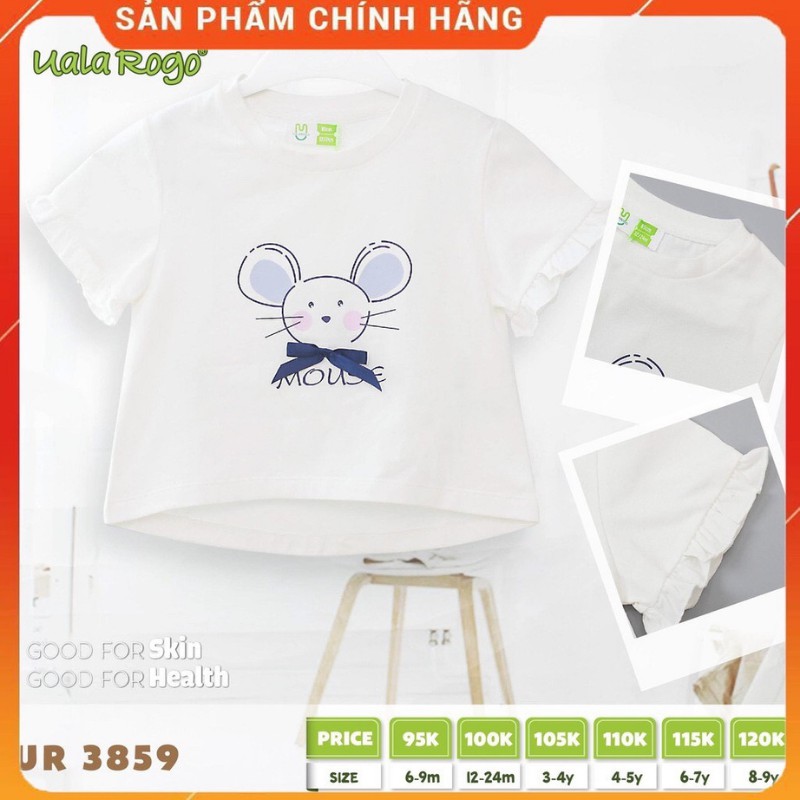 Áo thun cộc tay áo phông cotton cho bé gái có in hình xinh xắn Ualarogo UL02