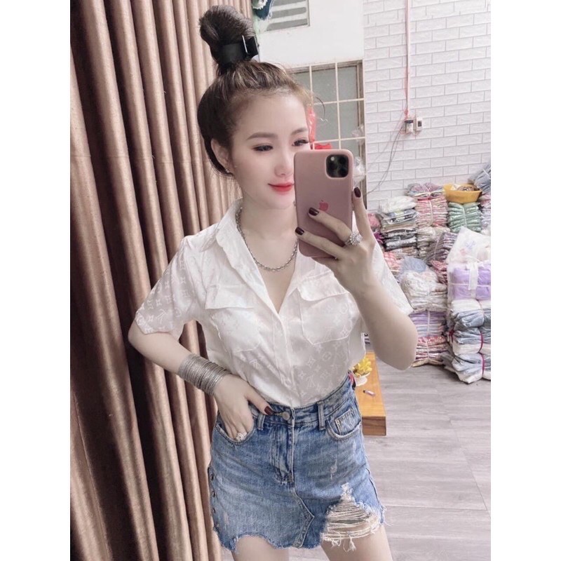 💖 KÈM ẢNH THẬT 💖 Áo sơ mi gấm ❤️ áo sơ mi công sơ 3 màu