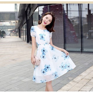 Áo đầm xòe hoa to