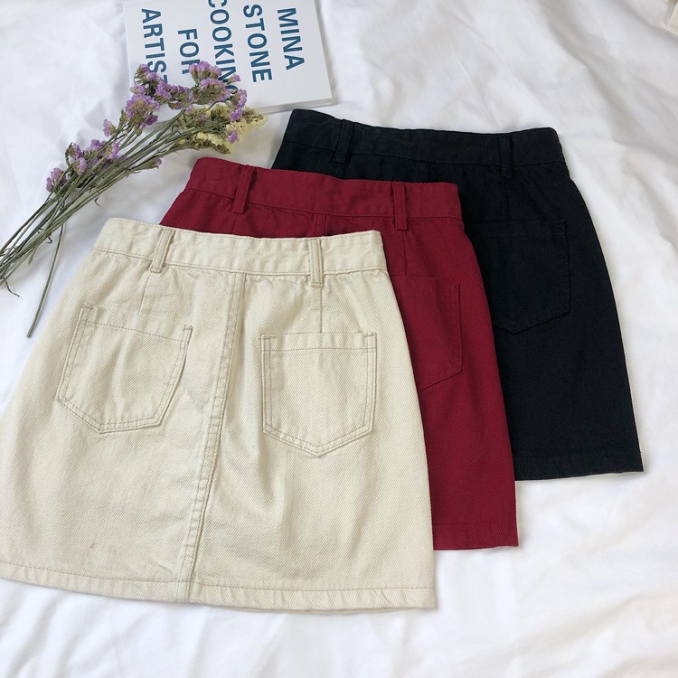 [Mã CBS0703B hoàn 10% tối đa 30K xu 200K] Chân Váy Denim Dáng Chữ A Lưng Cao Thiết Kế Đơn Giản 3 Màu Lựa Chọn | BigBuy360 - bigbuy360.vn