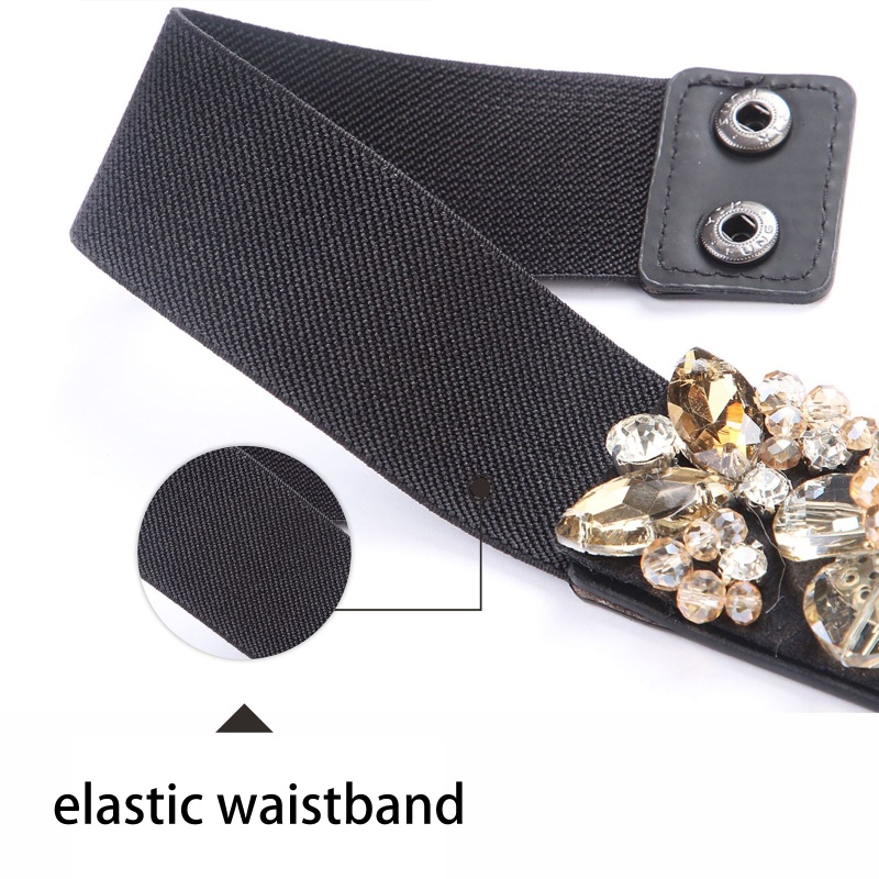 Thắt Lưng Co Giãn Đính Đá Hình Hoa Dành Cho Nữ