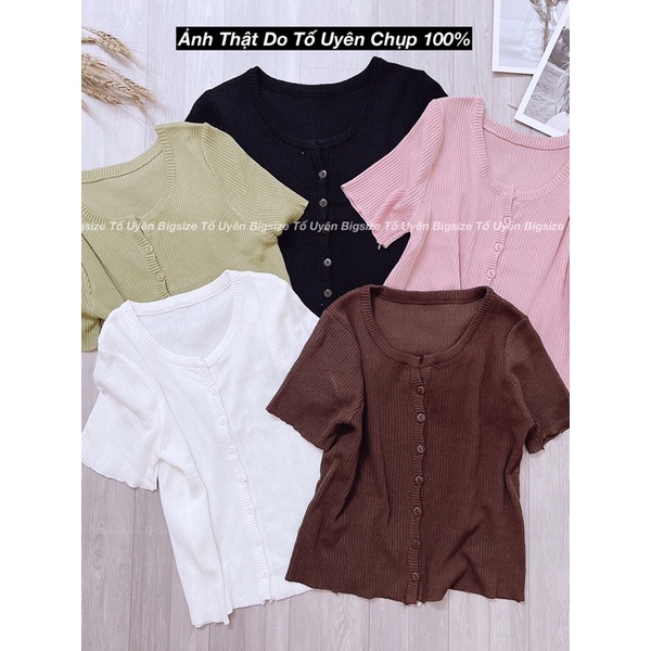 (T.U Bigsize 50-80kg) Áo Croptop Sơ Mi Cộc Tay Cổ Tròn Bổ Trụ V Hàng QC