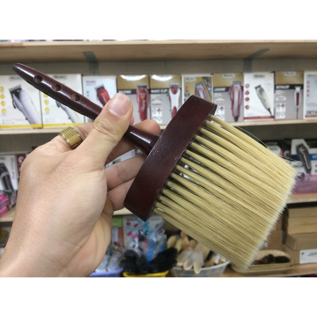 Chổi phủi tóc Barber cán gỗ, cây phủi tóc lông mềm cao cấp loại 1