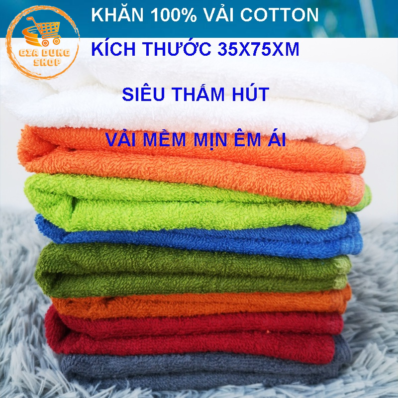 Khăn Gội Đầu, Khăn Tắm Vải Cotton 100% Kích Thước 35X75CM Hàng Đẹp Siêu Thấm Hút Nước