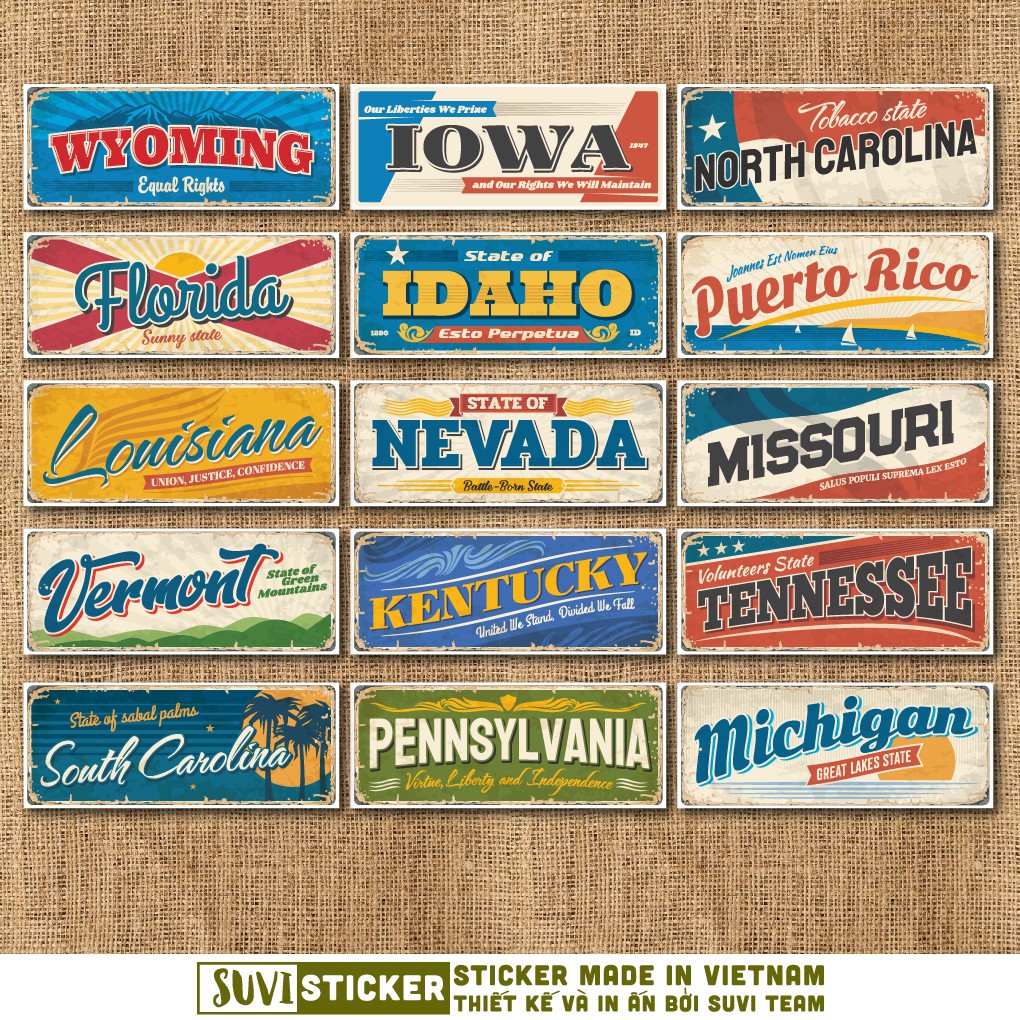 50 Sticker Classic Retro chống nước sticker dán laptop, điện thoại, đàn guitar, mũ bảo hiểm, vali. MSP: VR17