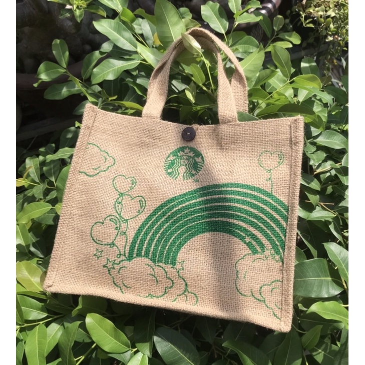TÚI SỢI ĐAY STARBUCKS VA TÒ HE KÍCH THƯỚC 29x25x10cm