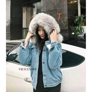 Áo Khoác Bò JEAN XANH NHẠT LÓT LÔNG Cạp Chun Đẹp Hot Trend - VIETCENTRE