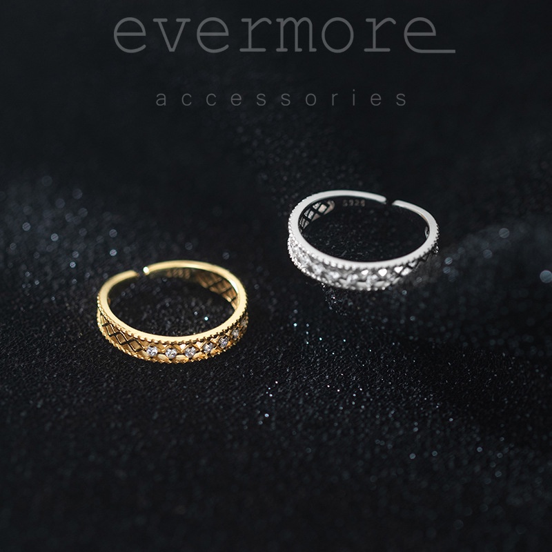 Nhẫn bạc Ý 925 cao cấp free size hình vương miện đính đá EVERMORE minimalism, thanh lịch - N017