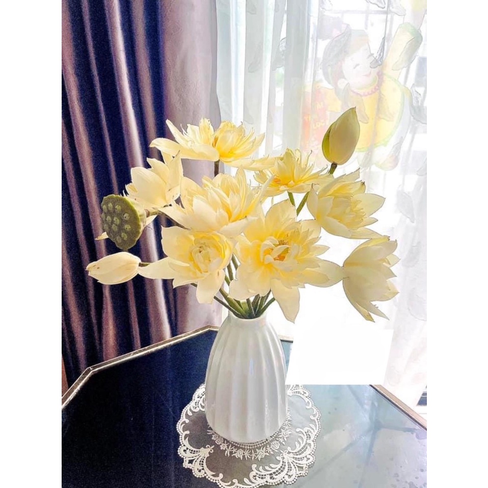 Bình Hoa Lọ Hoa Trắng Dáng Phi Thuyền Gốm Sứ Bát Tràng