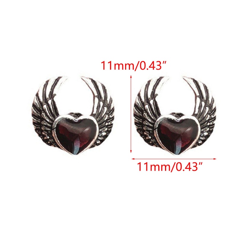 Khuyên Tai Bạc Hình Trái Tim Đôi Cánh Thiên Thần Phong Cách Gothic Cổ Điển Cho Nam Và Nữ Y2k