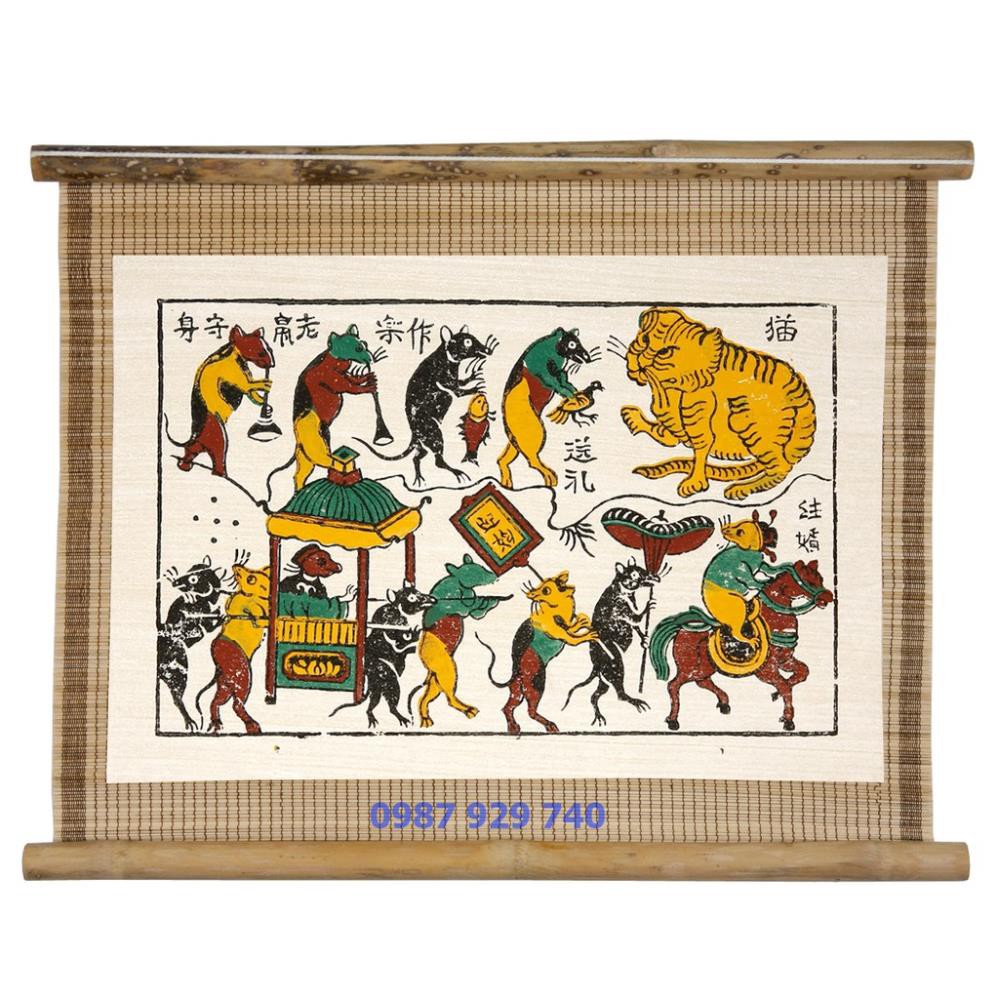 [Tranh Đông Hồ] - Bức Đám Cưới Chuột - không khung tranh - Dong Ho folk paintings - Viet Nam national cultural heritage