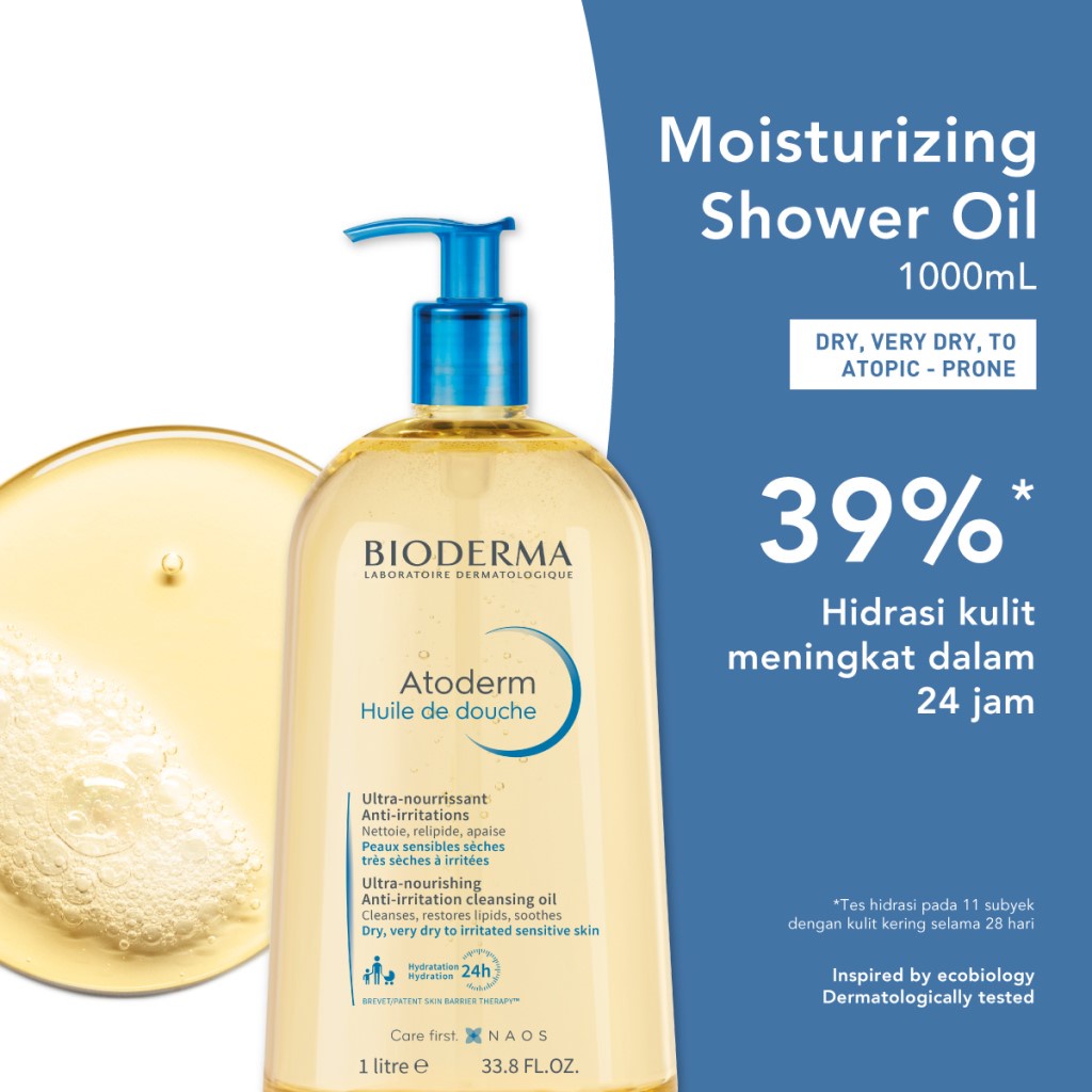 Dầu Tắm Bioderma Atoderm Huile De Douche giúp làm sạch, làm dịu và dưỡng ẩm dành cho da khô, da nhạy cảm 1L