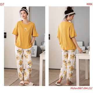 Quần áo nữ 💐FREE SHIP💐 Bộ mặc nhà quần dài thun gân Sun Flower / đồ mặc nhà